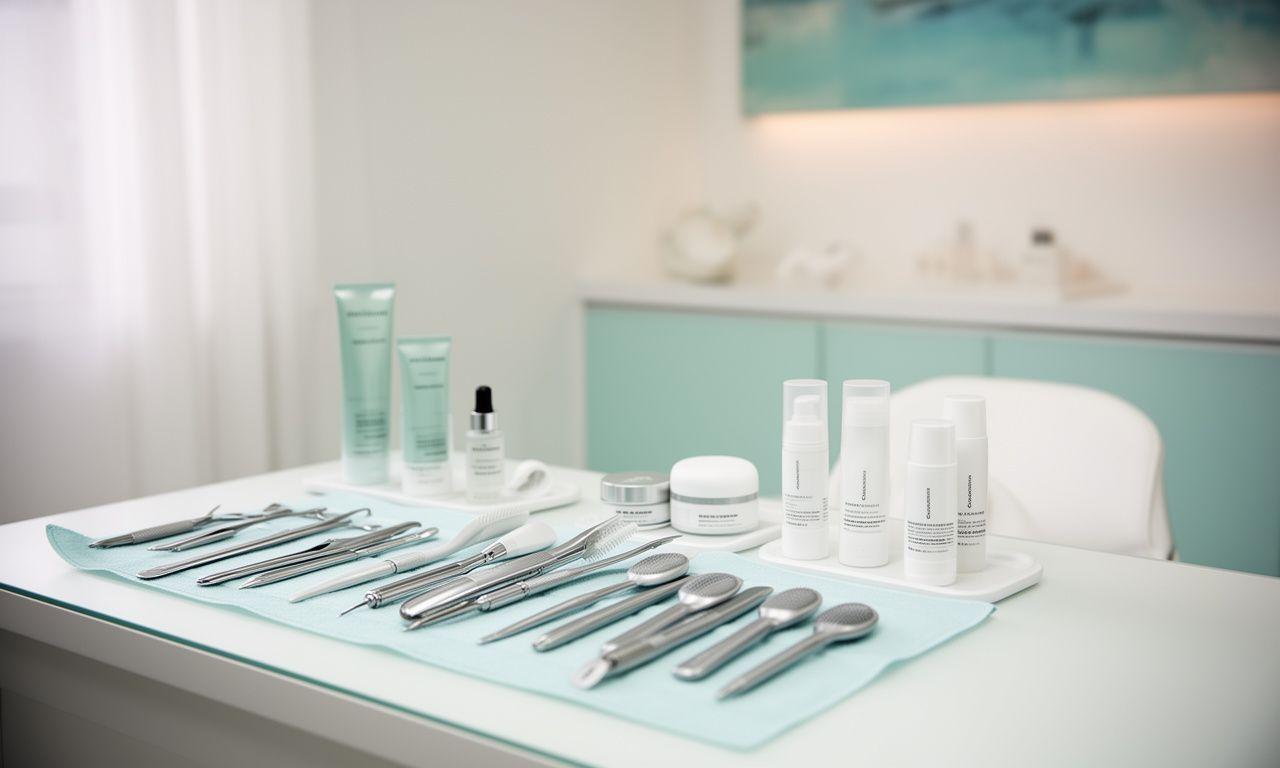 Beratungsraum mit gepflegten Beauty-Tools und sauber arrangierten Pflegeprodukten in Zürich